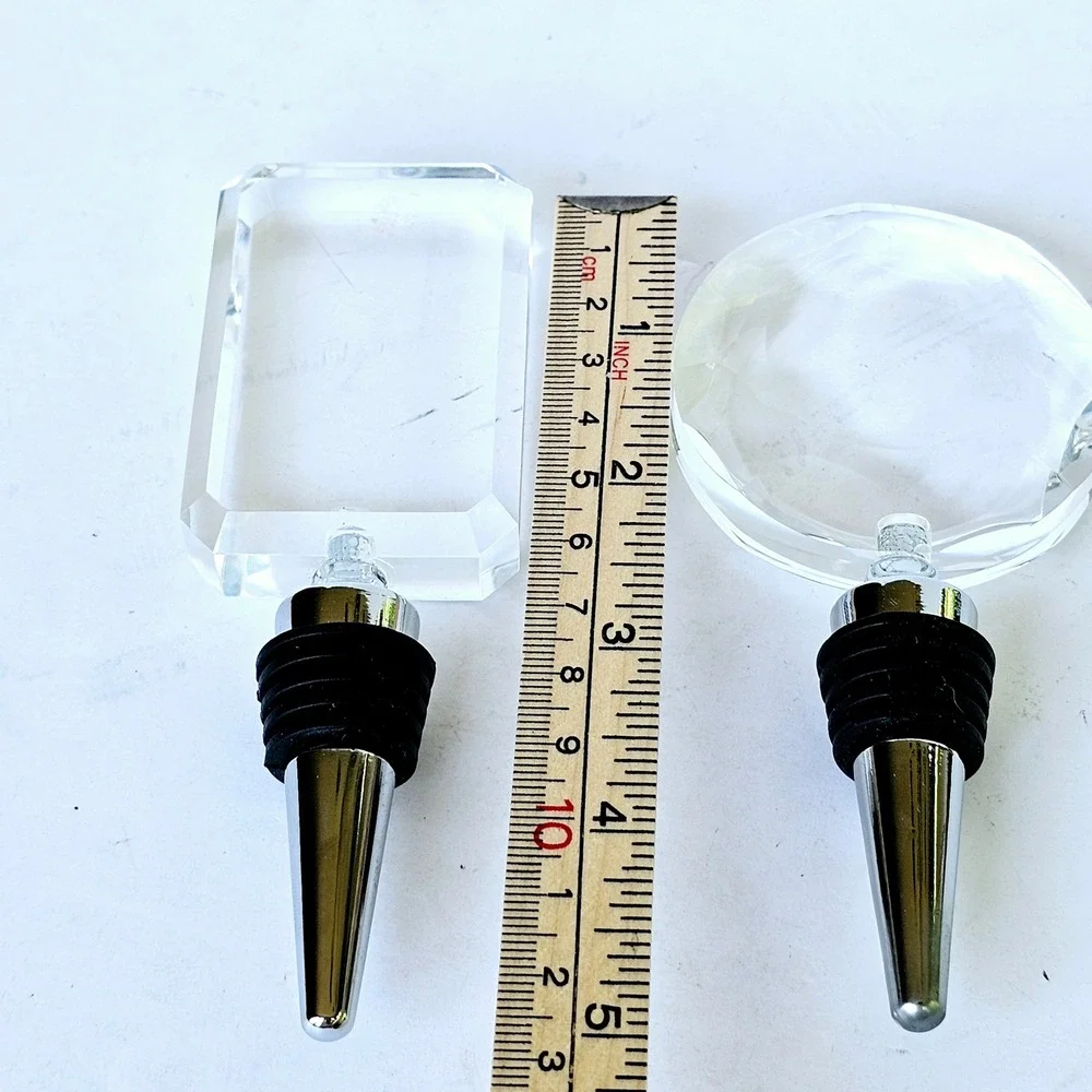 Pottery Barn Set of 2 Clear Crystal Glass Wine Stoppers Bottle Cork - M851.1‎